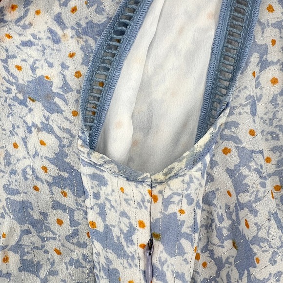 SAYLOR Marina Mini Dress Womens XS Floral Sky Printed Ruffle Ruched Flutter - Picture 13 of 16